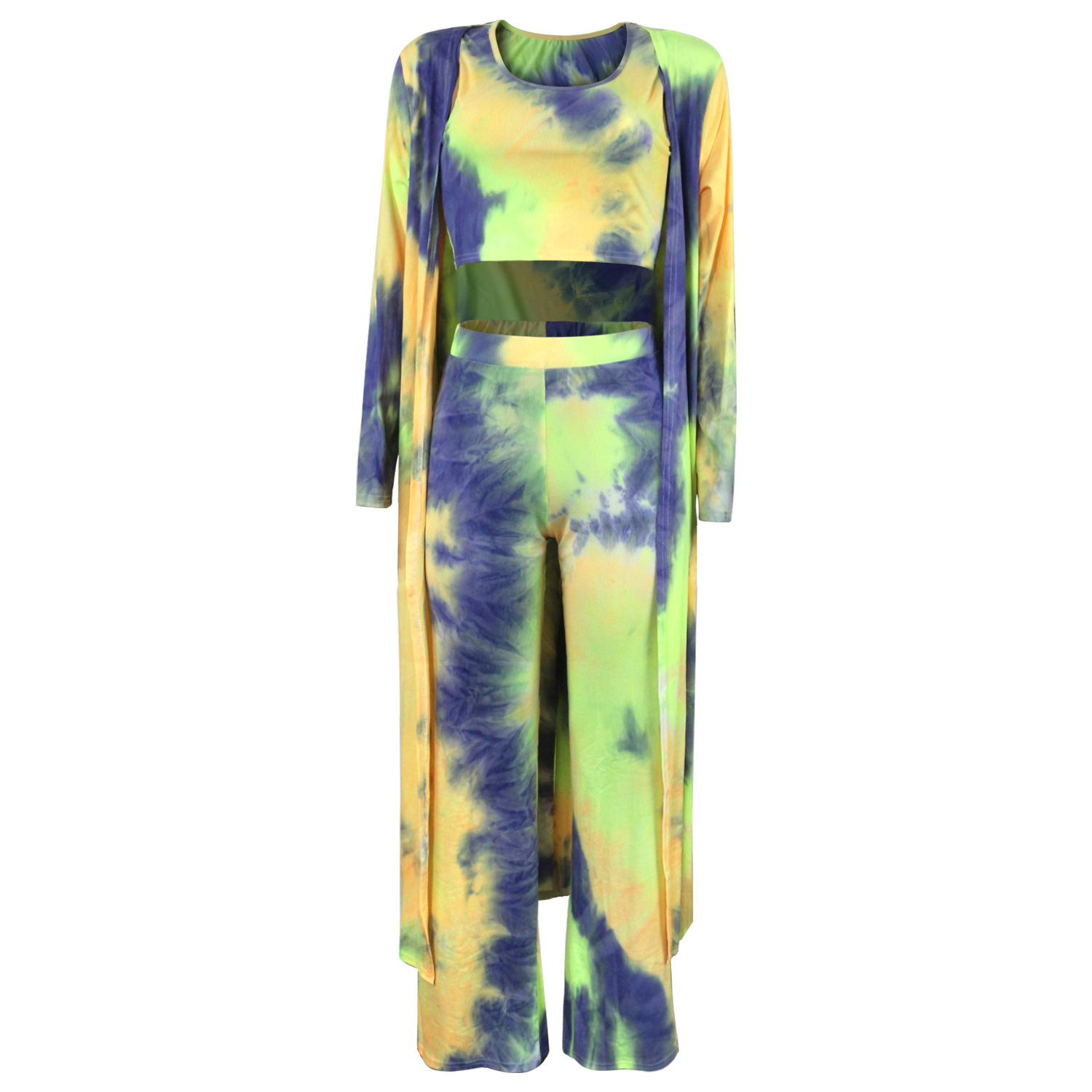 women s high elastic pit strip tie-dye three-piece suit nihaostyles clothing wholesale NSBMF80100