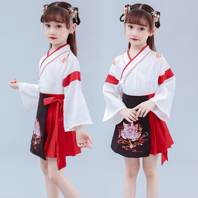 Kids costume 2020 Spring and summer child girl Retro Double-breasted Hanfu suit children festival costume
