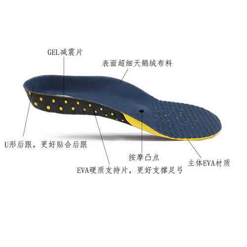 Foot massage sports insoles for men and women EVA arch support flat foot correction insoles forefoot convex mass massage cushion