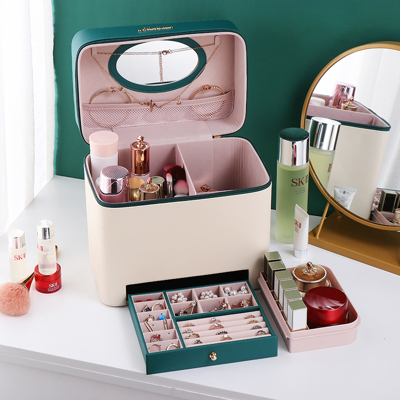 2023 nuevo color a juego bolsa de cosméticos portátil de gran capacidad para mujeres a prueba de polvo multi-funcional caja de almacenamiento de uñas profesional al por mayor