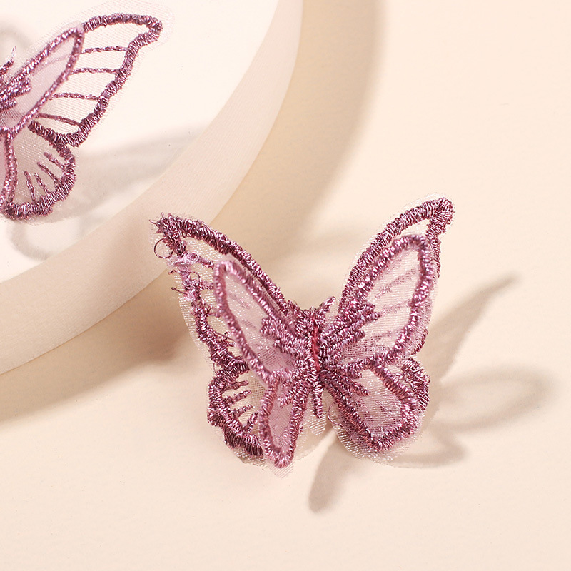 Wedding, Travel Occasion Chiffon Material Korea New Trendy Three-dimensional Chiffon Butterfly Earrings Fashion Earrings Wholesale Nihaojewelry
