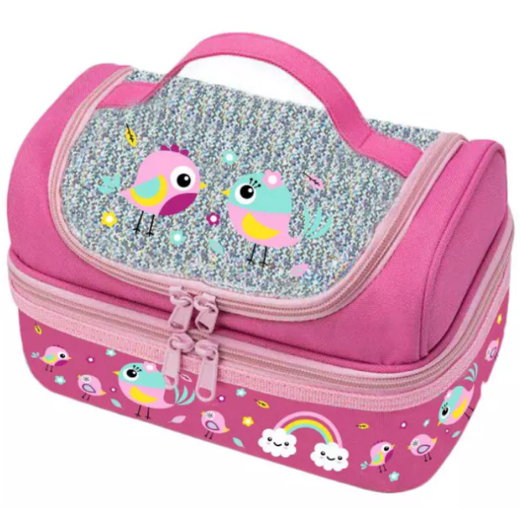 Children's Double-Layer Meal Bag Cartoon Lunch Bag Double-Layer Lunch Bag Primary School Student Portable Lunch Bag Insulated Lunch Box Bag