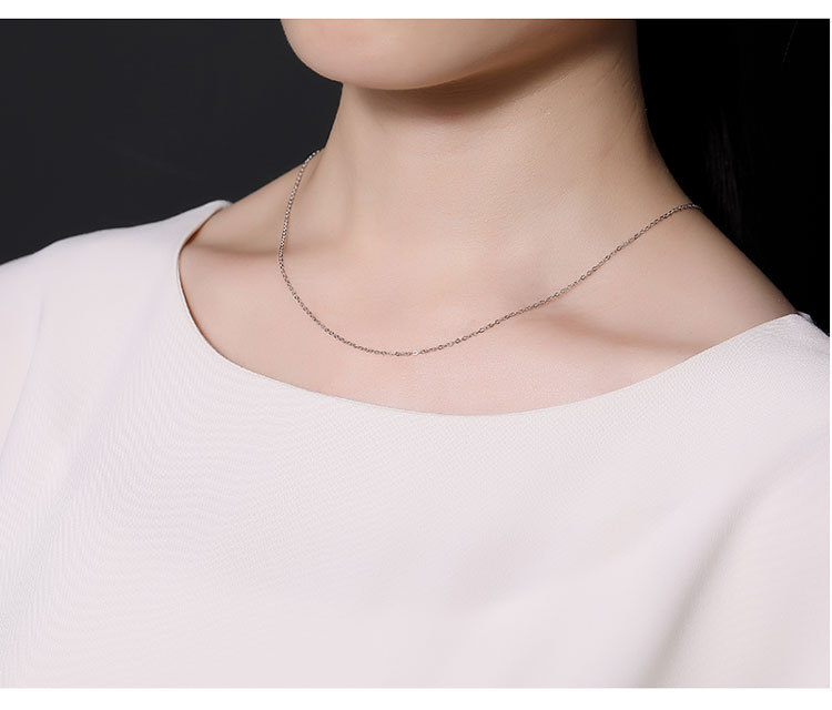 Dây chuyền bạc 925 hình chữ O đơn giản, phong cách Âu Mỹ, dây xương đòn unisex — 46CM chi tiết 6