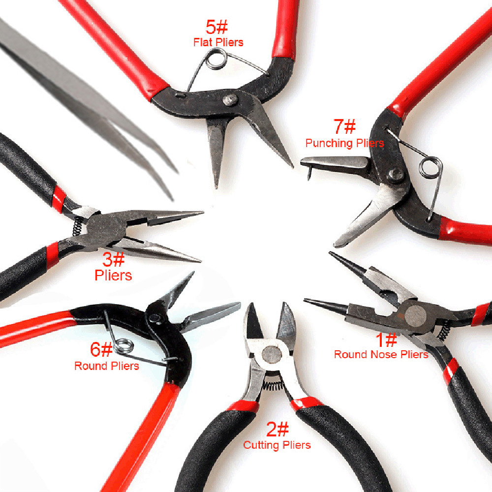 undefined5 Mini needle nose pliers Jewelry pliers Dipped plastic handle forging DIY Jewelry parts tool suitundefined