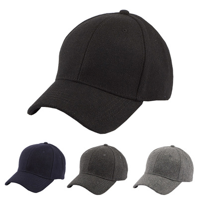 厂家批发加厚秋冬保暖加大头围光身羊毛呢棒球帽子大码男女鸭舌帽