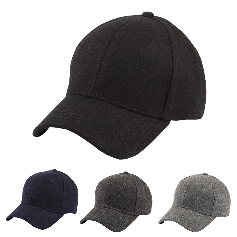 厂家批发加厚秋冬保暖加大头围光身羊毛呢棒球帽子大码男女鸭舌帽