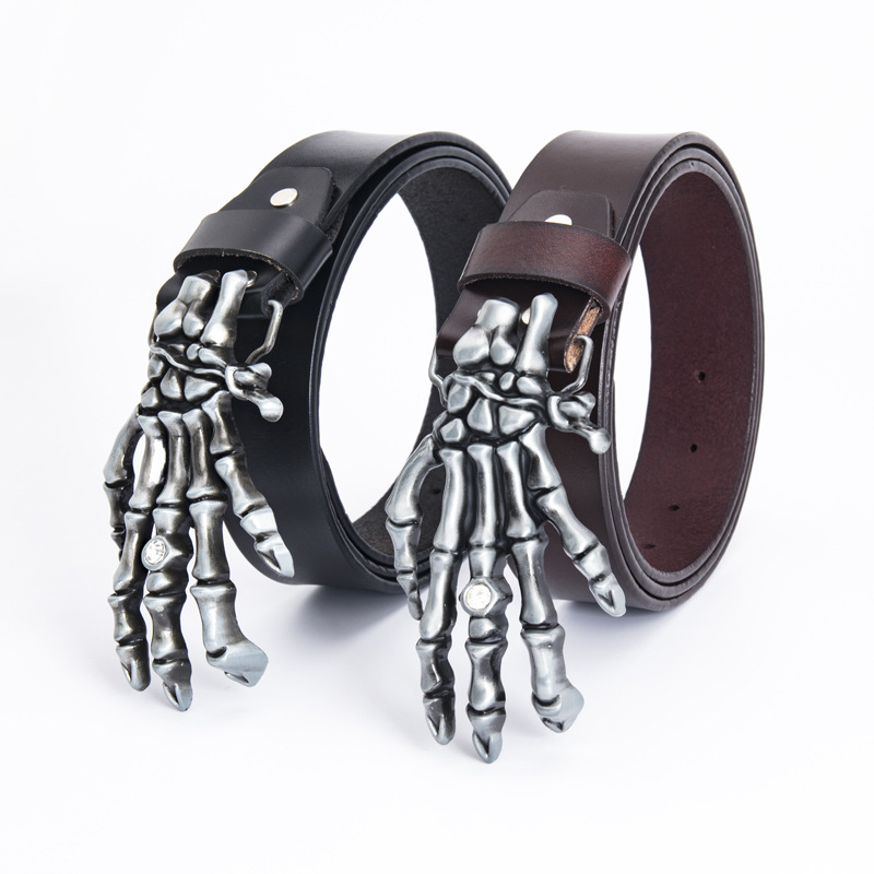 New Hot Men's Skull Large Head Claw Rider Personalized Trendy Outdoor Leisure Fashion Plate Buckle Pant Belt_voghion.com