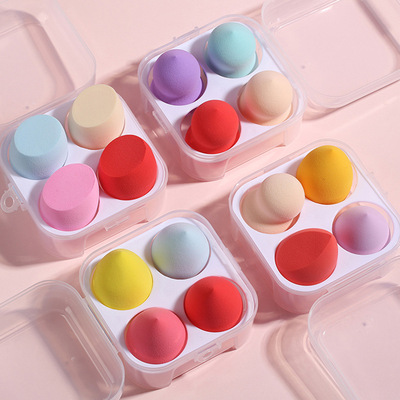 批发4个鸡蛋盒美妆蛋套装 亲水性非乳胶泡水变大水果美妆蛋不吃粉