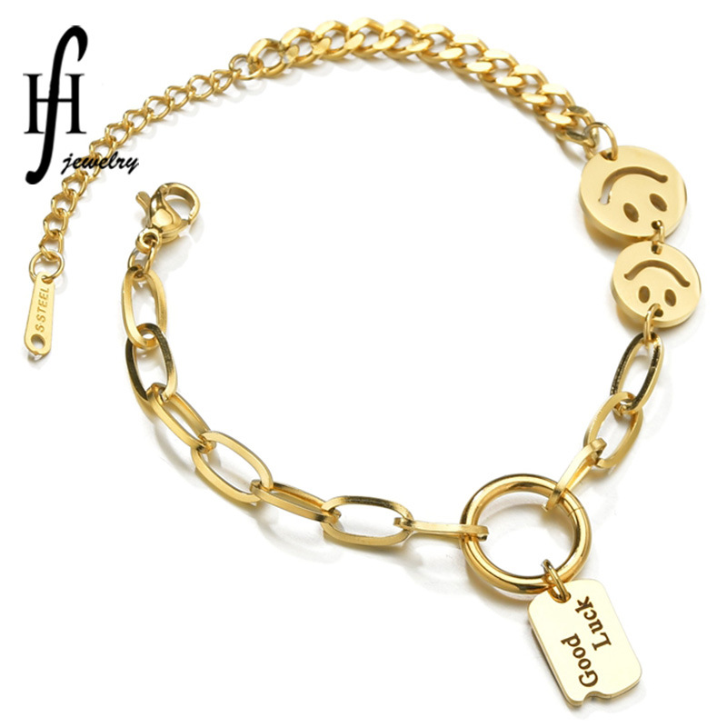 Korean New Smiley Face Bracelet Design Bracelet Simple Retro Titanium Steel Jewelry Wholesale Nihaojewelry display picture 5