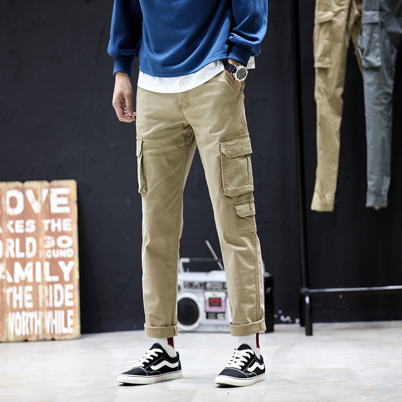 2020 Autumn and Winter new men's multi-pocket cotton overalls casual outdoor straight pants military pants military fan pants men