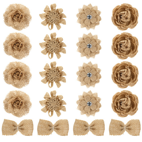 New Gift Packaging Handmade DIY Creative Hemp Craft Flowers Decorative Accessories Clothing Accessories Hemp Fabric Flowers Wholesale