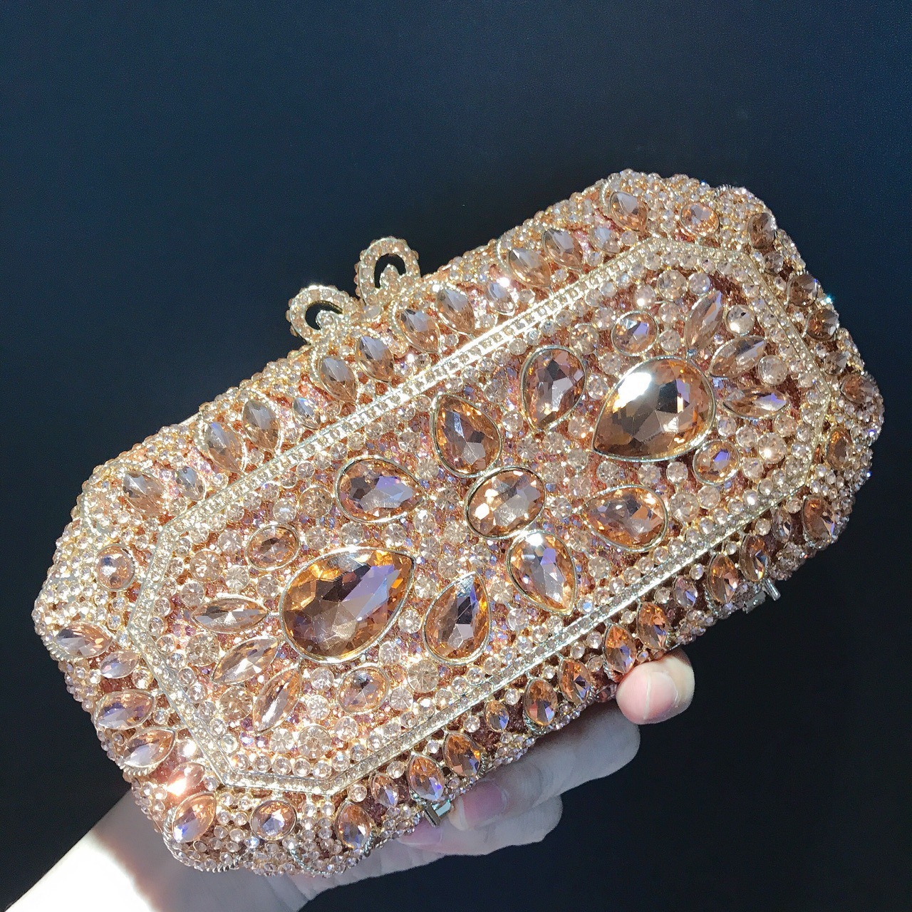 Túi clutch dạ tiệc hình vuông đính đá rhinestone phong cách Âu Mỹ — Màu Xanh Cỏ chi tiết 16