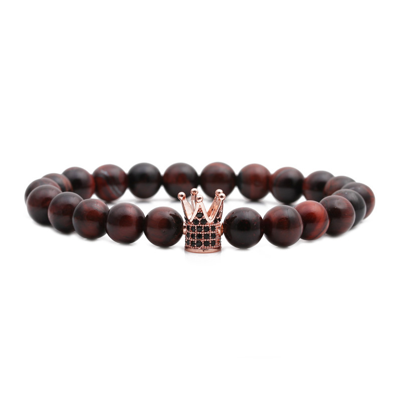 Letter Tiger Eye Crown Bracelet Bracelet