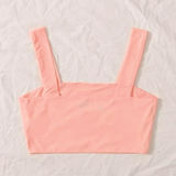 Весенняя базовая сексуальная короткая приталенная майка топ, квадратный вырез, в западном стиле