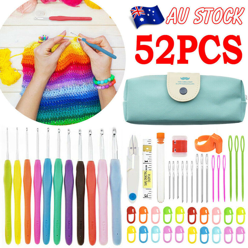 High-end Knitting Tool Set, Soft Handle Crochet Set, TPR Soft Handle Aluminum Crochet Hook, Can Be Matched with Various Accessories at Will