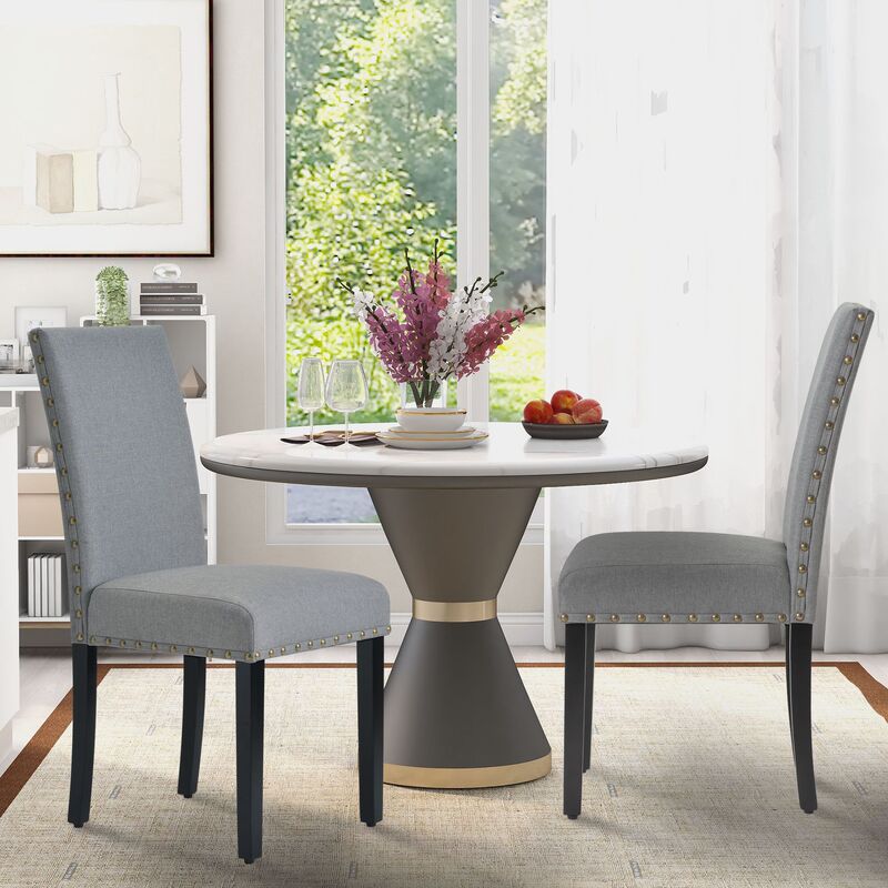 British fabric dining chair four-piece set with nail decoration high back chair Amazon eBay overseas warehouse in stock one-piece delivery