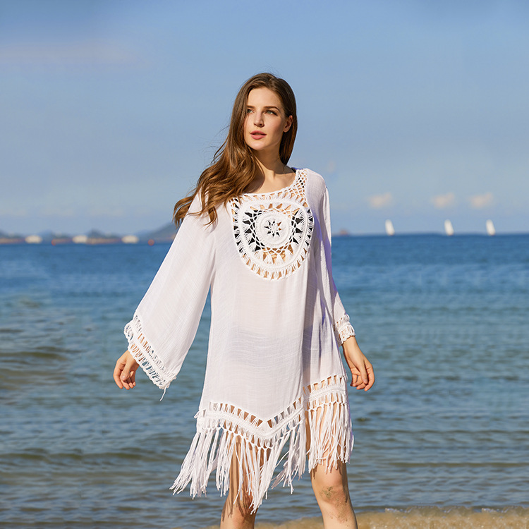 White Tassel Beachwear - Crochet Lace Dress - Uniqistic.com