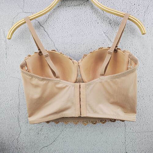 Eyelash lace camisole women's summer sexy black bottoming shirt beautiful back wrap chest V-neck tube top short style with chest pad