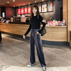 self-control velvet Wide leg pants The two generation Paige Mopping the floor trousers Easy Straight trousers spring and autumn Casual pants new pattern