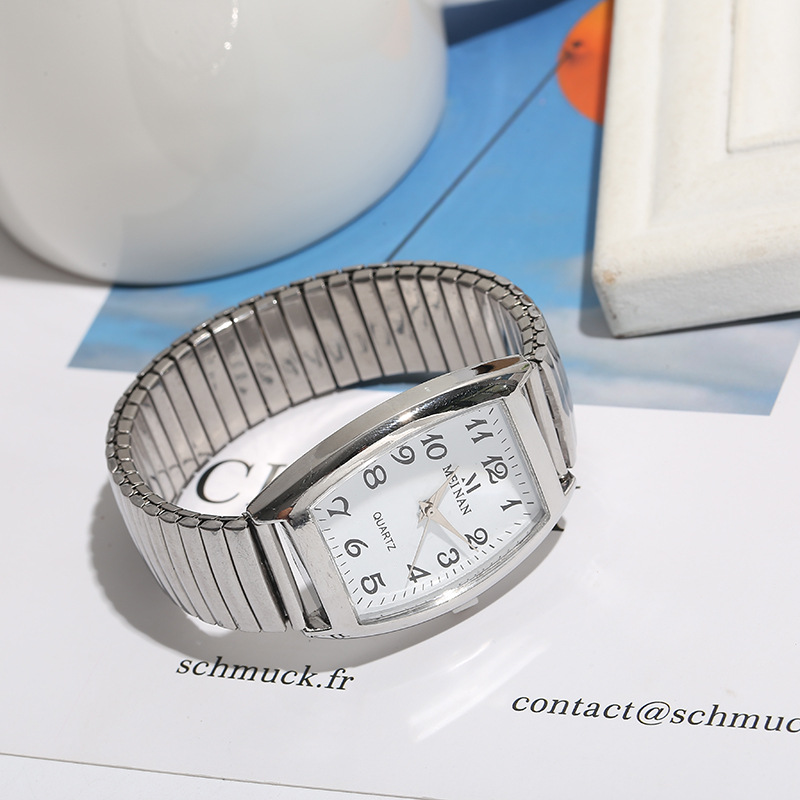 Nuevo reloj de primavera para hombres de mediana edad y ancianos reloj rectangular banda elástica reloj de cuarzo reloj simple de mujer