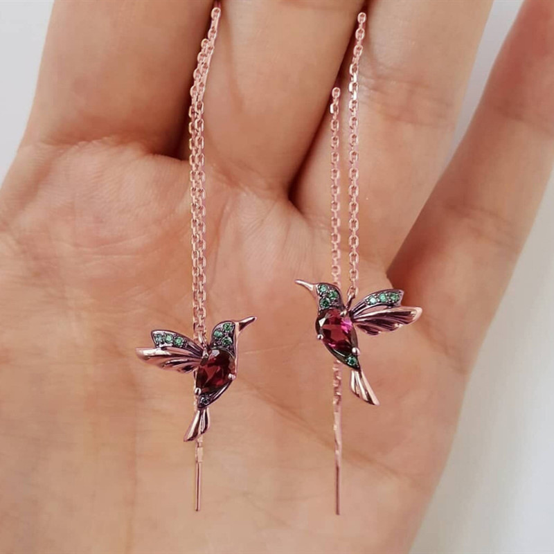 Fashion Bird Shaped Copper Inlaid Zircon Copper Earrings Wholesale display picture 2