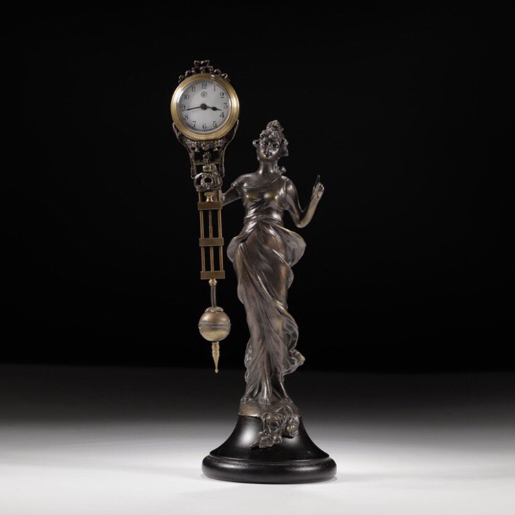 Antique clock European-style clock classical mechanical watch pure copper fun series Republic of China Western Ocean figure clock ornaments