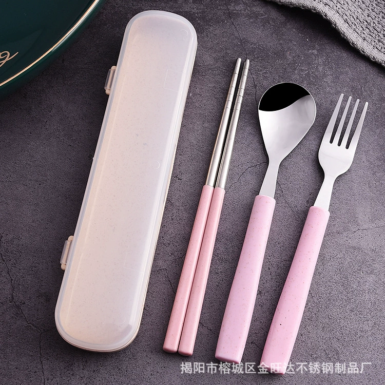Creative handheld tableware stainless steel, set for elementary school students, Birthday gift, 3 piece set