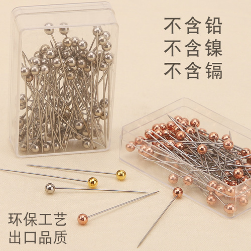 Environmentally friendly 38mm colored stainless steel pearlescent needles, pearl pins, manual positioning needles, boxed manufacturer wholesale