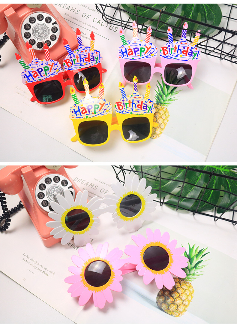 Sunflower Children Happy Birthday Creative Party Photo Glasses display picture 3