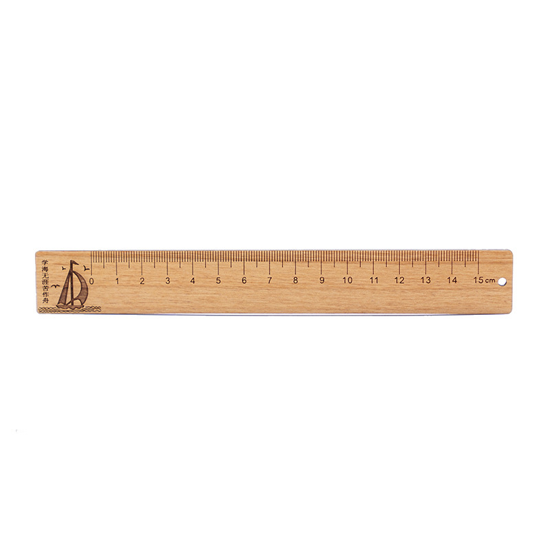 Regla de madera logotipo personalizado grabado láser 15cm melocotón madera artesanía regla campus recuerdo aprendizaje papelería