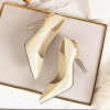 Footwear pointy toe high heels, red metal wedding shoes for bride, Korean style