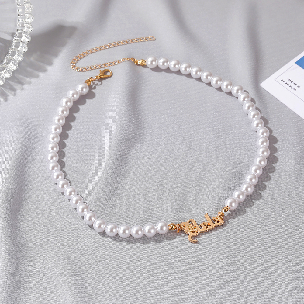 Fashion Pearl English Name Necklace display picture 6