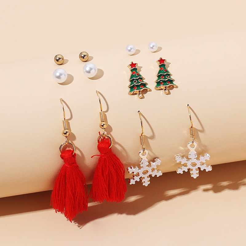 8g Weight Earrings Classification Wedding, Travel Occasion Women'S Gender Vintage Style Style  New  Cute Cartoon Christmas Earrings Set 5