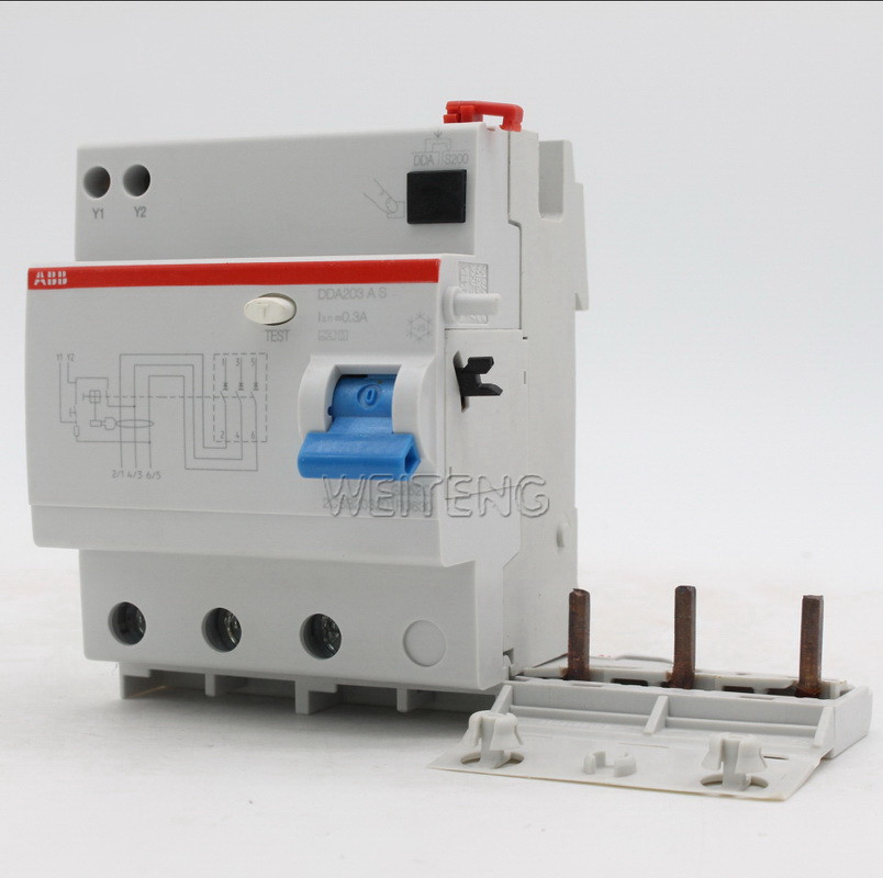 ABB漏电保护器 DDA203 AS-63/0.3 剩余电流63A装置模块 300mA