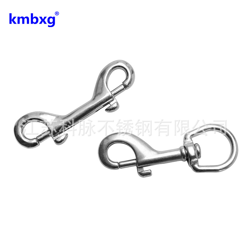 304不锈钢单头钩 双头P钩潜水狗链头宠物链条万向旋转弹簧扣挂钩