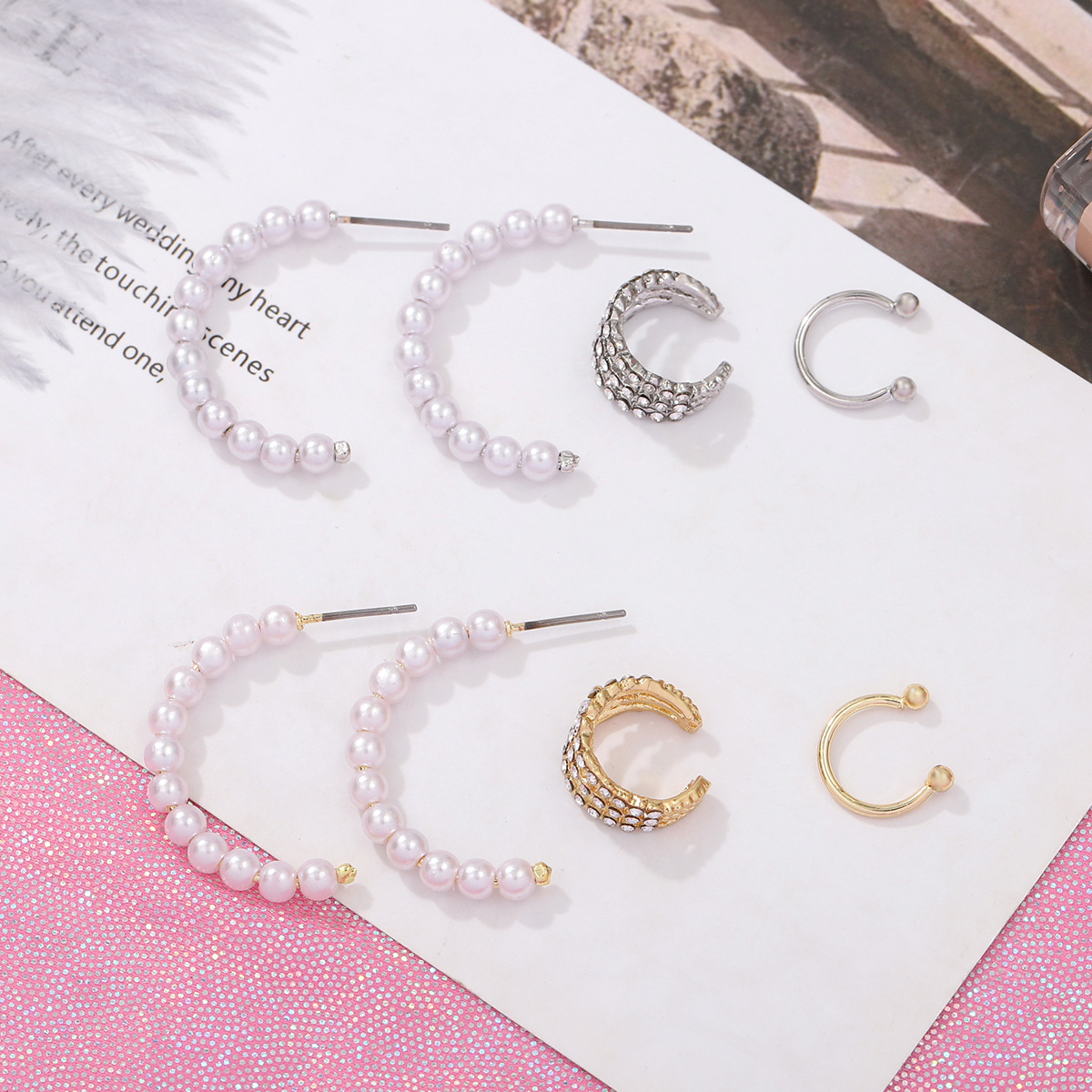 Exaggerated C-shaped Multilayer Alloy Earrings display picture 4