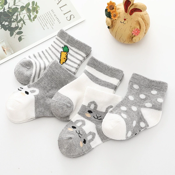 Baby socks gray radish bunny 5 pairs