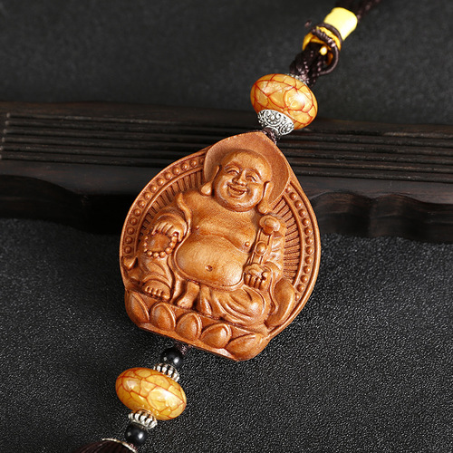 Ji Xiang Ru Yi Travel Talisman Car Ornament Wooden Carving Craftsmanship Male and Female Car Pendant Decorative Hanger