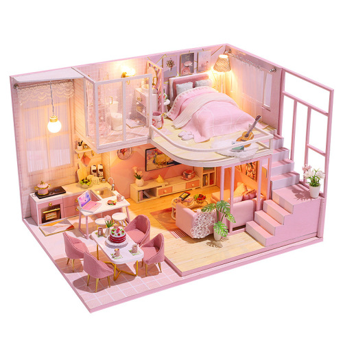DIY cabin M-028 meets dust-proof cover educational toy building for international trade creative gift handmade model