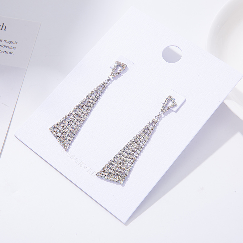 925银针爪链耳环欧美韩国流苏水钻镶钻耳钉网红简约耳饰女批发详情图3