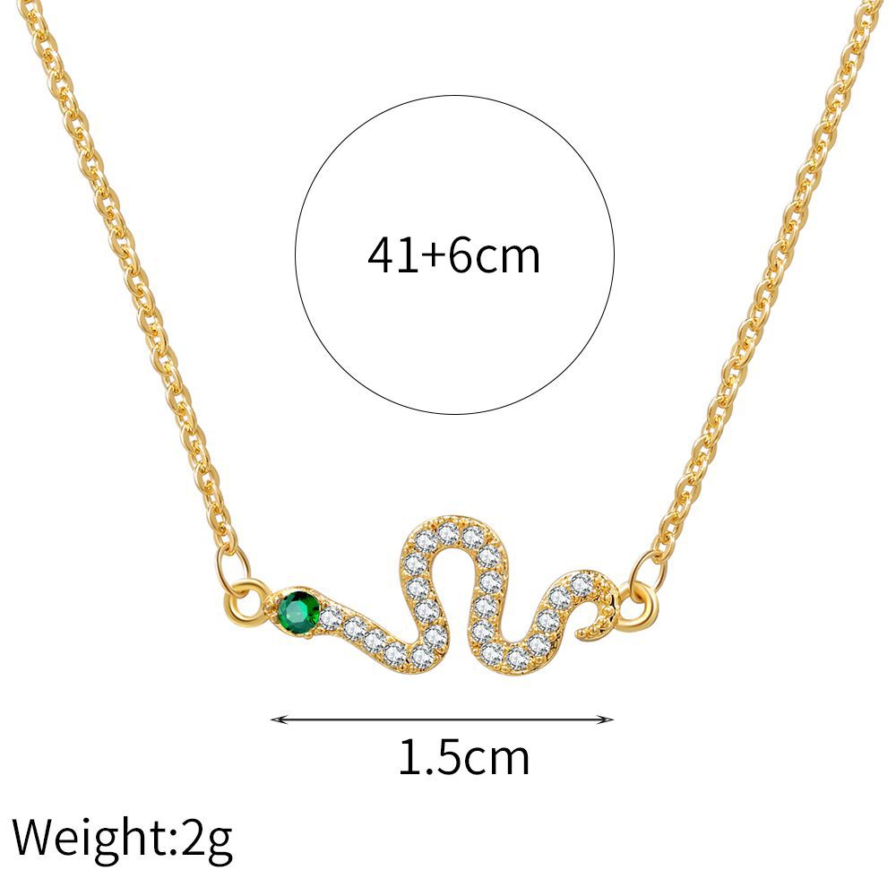 Snake Element Jewelry Real Gold Plated With Zircon Copper Jewellery Necklace Clavicle Chain display picture 3