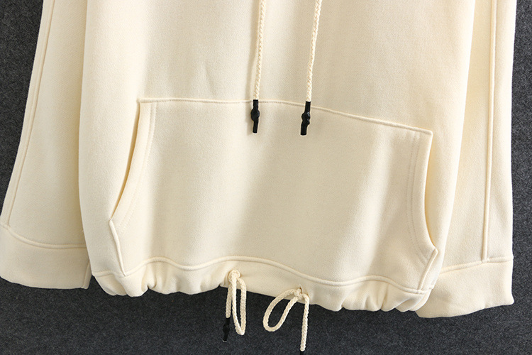 loose large double drawstring hooded plus fleece sweater  NSAM4769