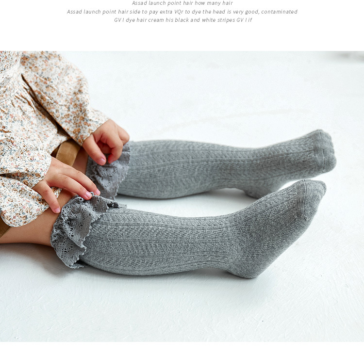 Children's Socks For Autumn And Winter New Solid Color Lace Middle Tube Socks Autumn Cotton Baby Wholesale display picture 4