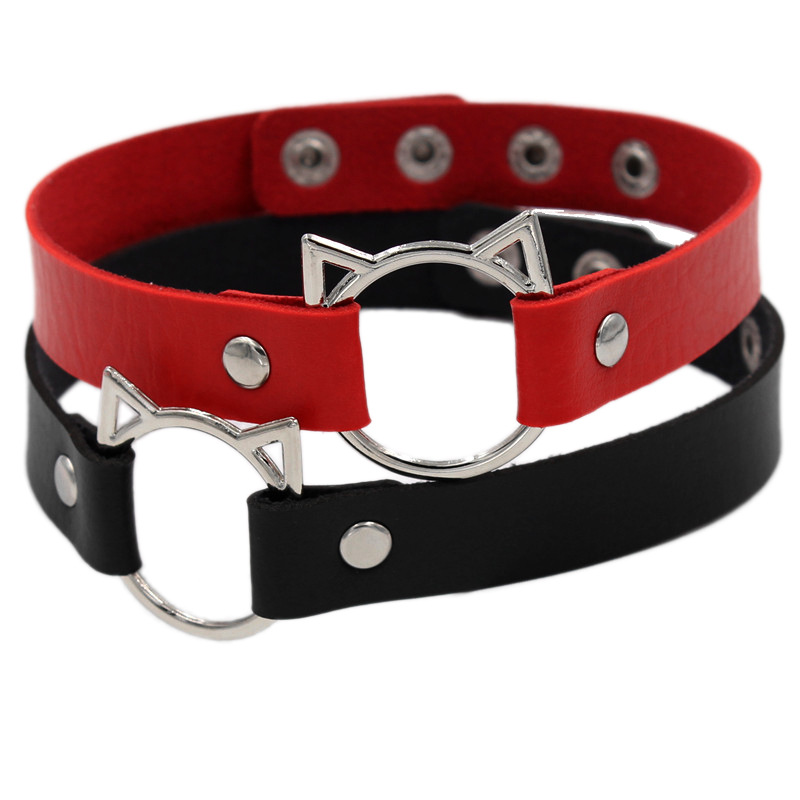 Punk Solid Color Pu Leather Patchwork Women's Choker display picture 1