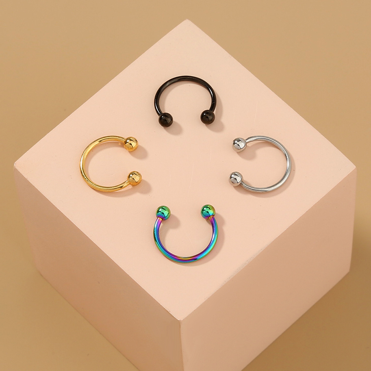 Fashion No Need To Wear Holes Fake Multicolor C-shaped Simple Nose Ring display picture 1