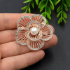 Fashionable high-end golden stone inlay, brooch from pearl, pin lapel pin, city style, flowered