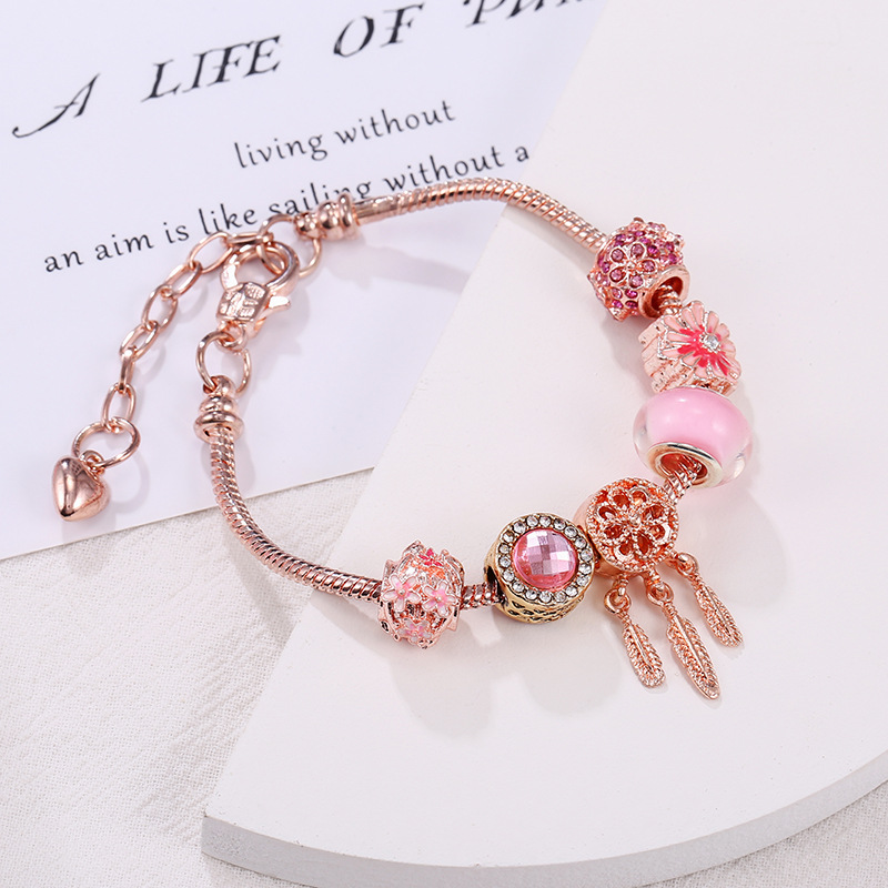 Elegant Flower Copper Inlay Artificial Gemstones Bracelets