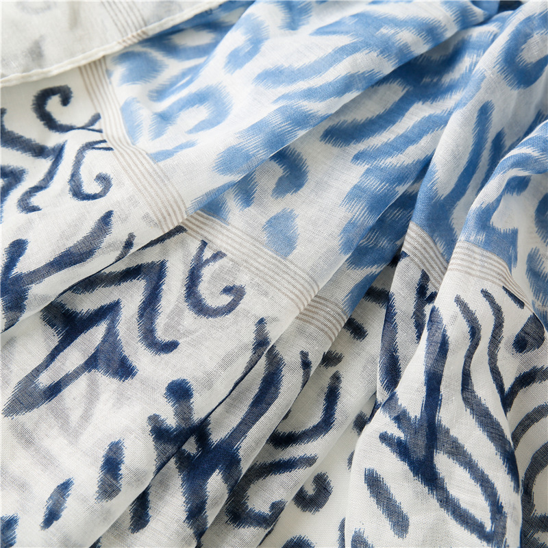 Women's Ripple Printing Pattern Sunscreen Towel Cotton And Linen Fringed Silk Scarf Beach Shawl For Women display picture 27