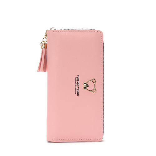 2020 New Tri-fold Long Wallet Women's Clutch Women's Fashion Korean Style Bear Zipper Wallet Bag Wallet