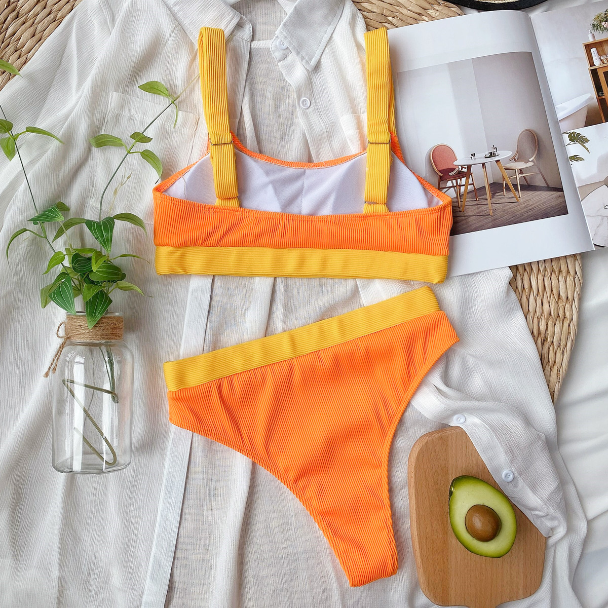 nuevo bikini solo traje de baño para mujer traje de baño venta caliente bikini de color sólido al por mayor NHDA75